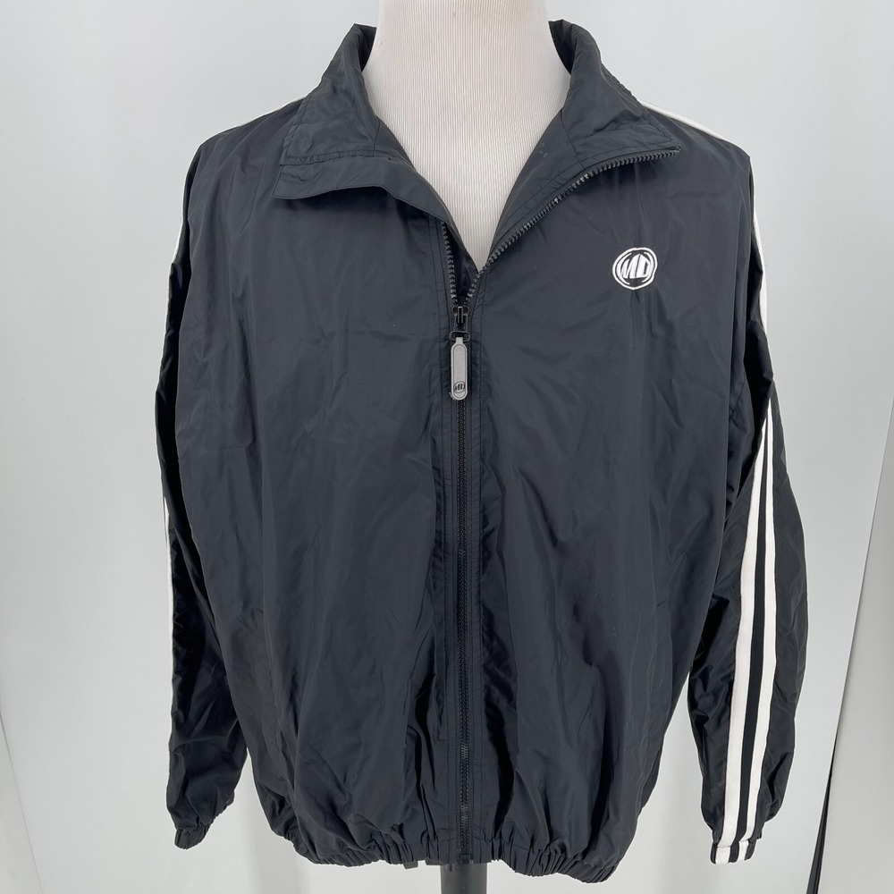 Vintage Mountain Dew Windbreaker Jacket MENS Black White Full Zip Nylon SIZE XL